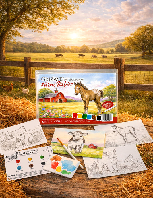 Watercolor Kit: Farm Babies