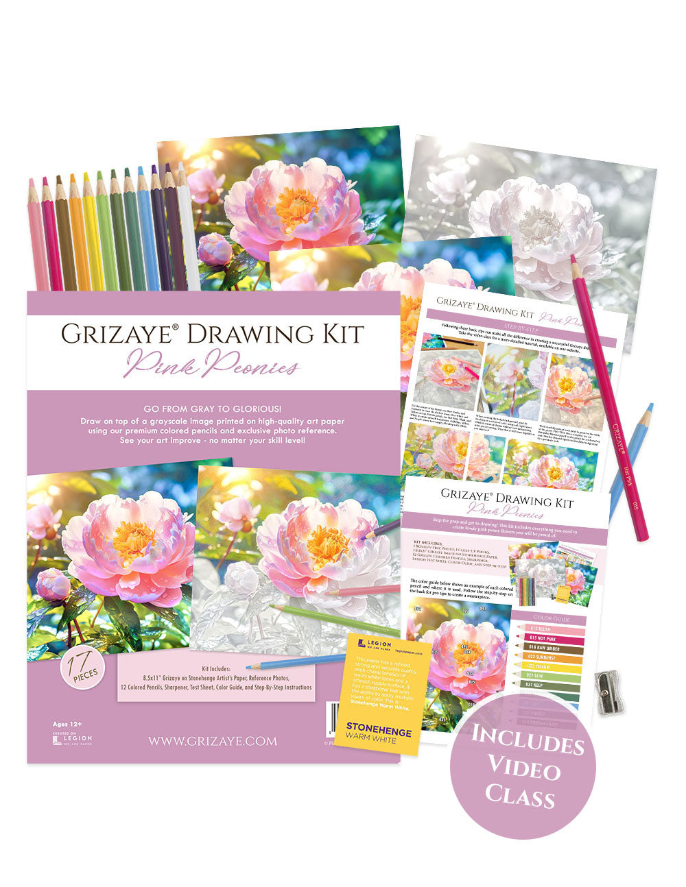 Drawing Kit: Pink Peonies