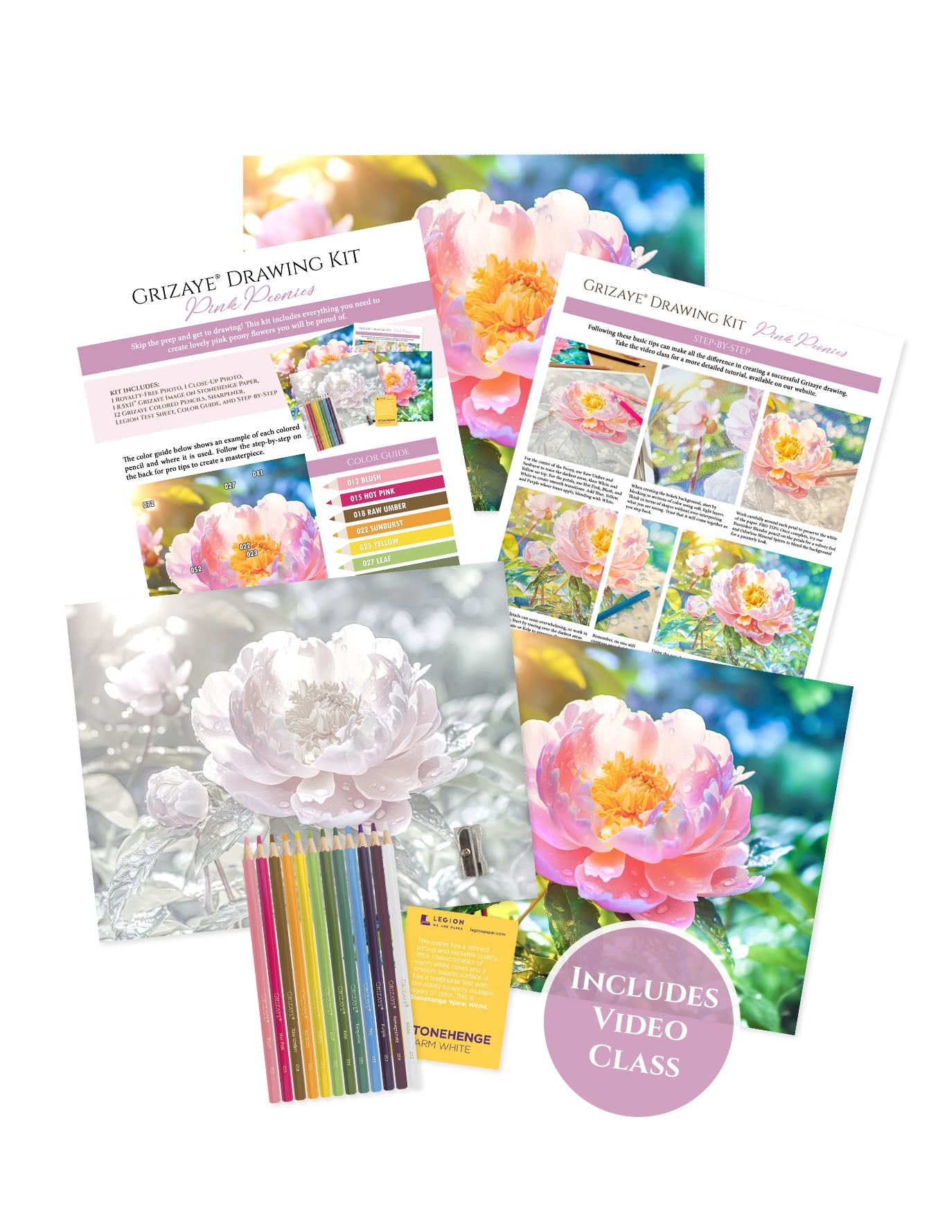 Drawing Kit: Pink Peonies