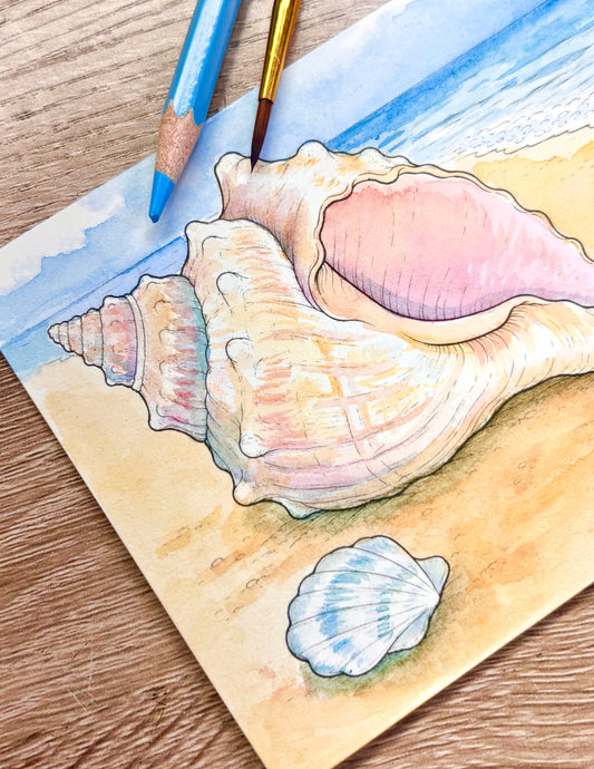 LIMITED EDITION Watercolor Card: Summer Shells