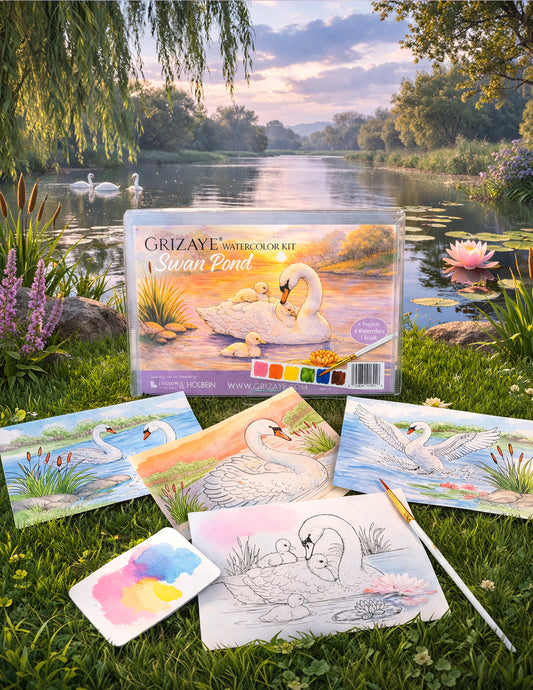 Watercolor Kit: Swan Pond