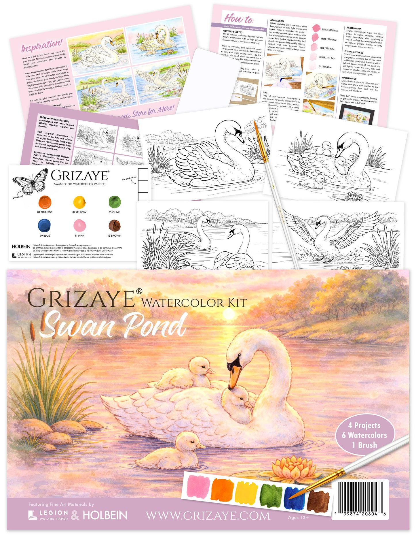 Watercolor Kit: Swan Pond