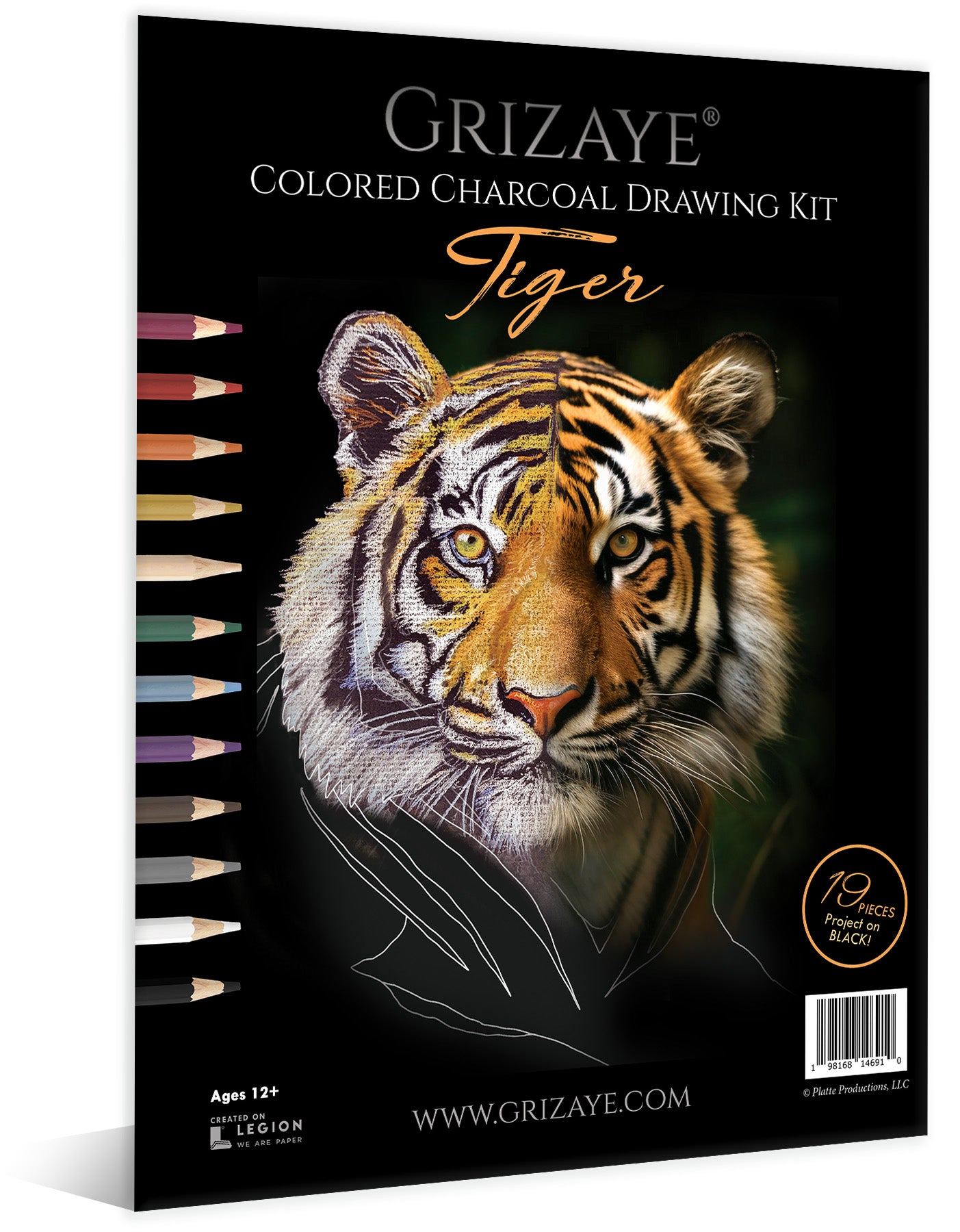 Colored Charcoal Drawing Kit: Tiger