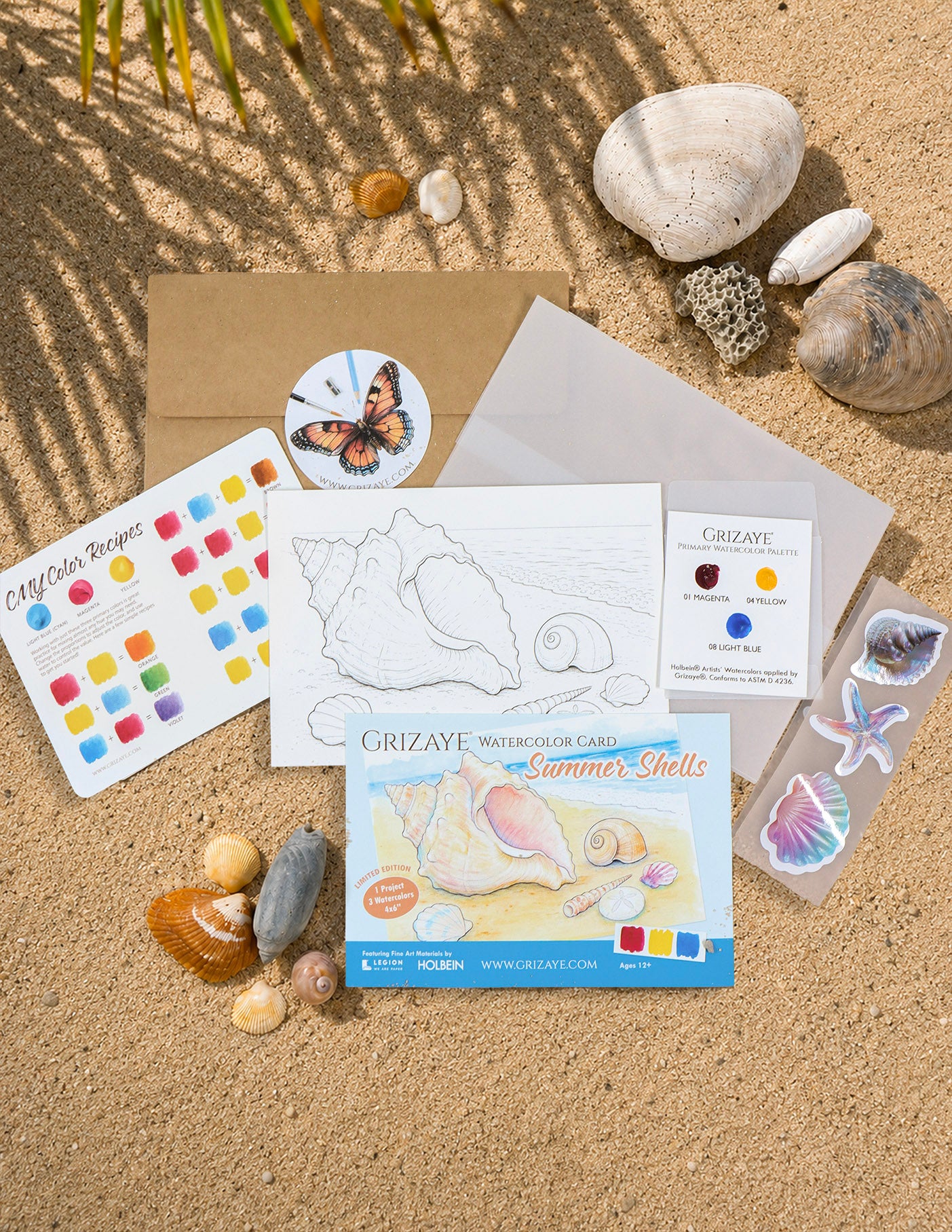 LIMITED EDITON Watercolor Card: Summer Shells