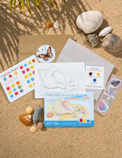 LIMITED EDITON Watercolor Card: Summer Shells
