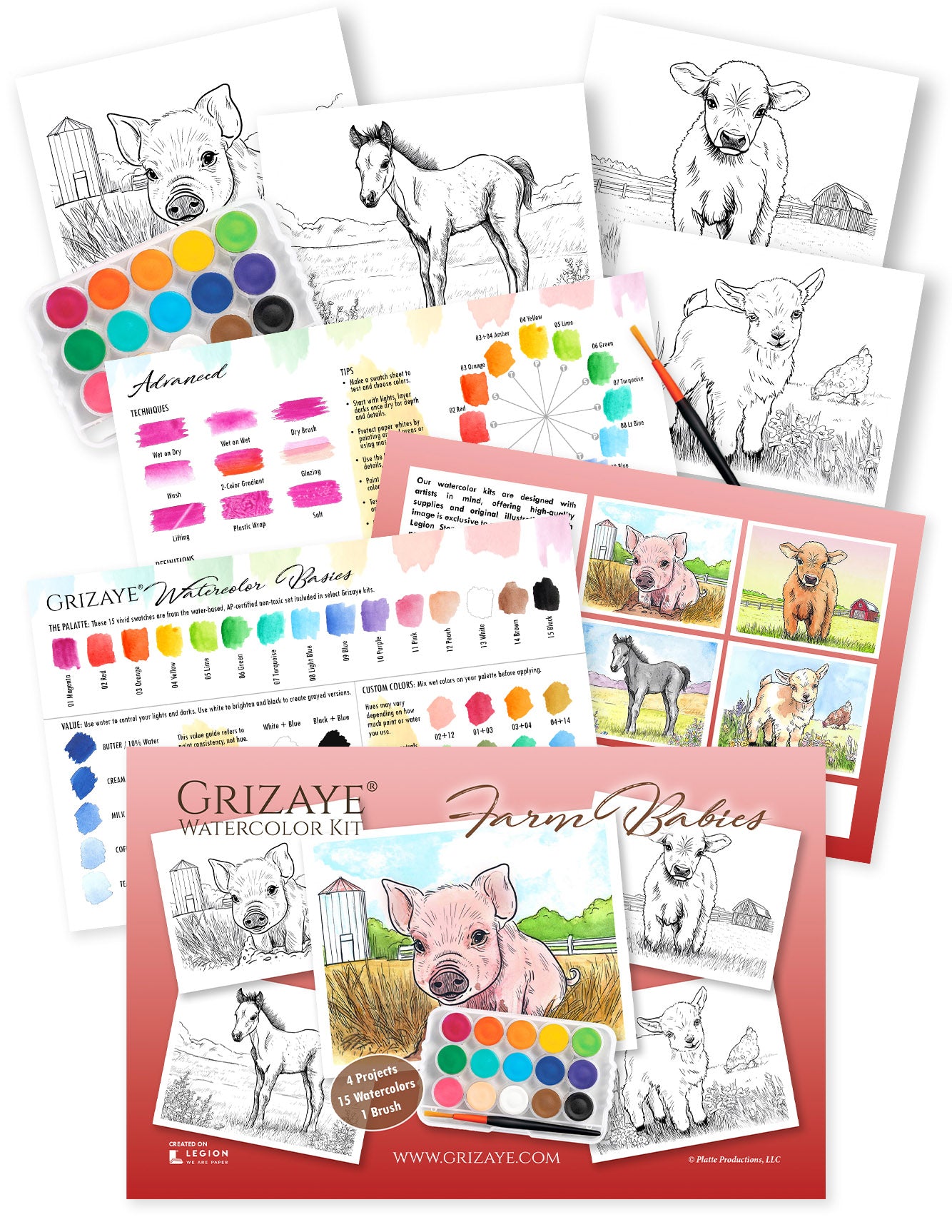 Watercolor Kit: Farm Babies