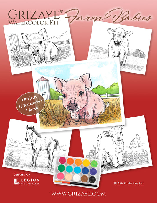 Watercolor Kit: Farm Babies