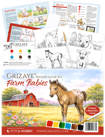 Watercolor Kit: Farm Babies