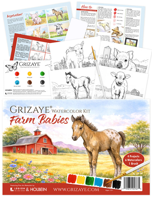Watercolor Kit: Farm Babies