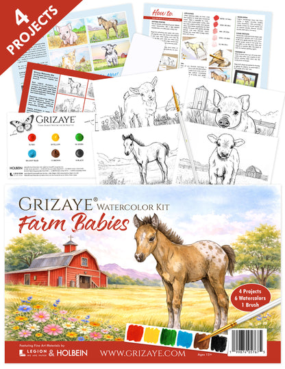 Watercolor Kit: Farm Babies
