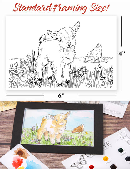 Watercolor Kit: Farm Babies