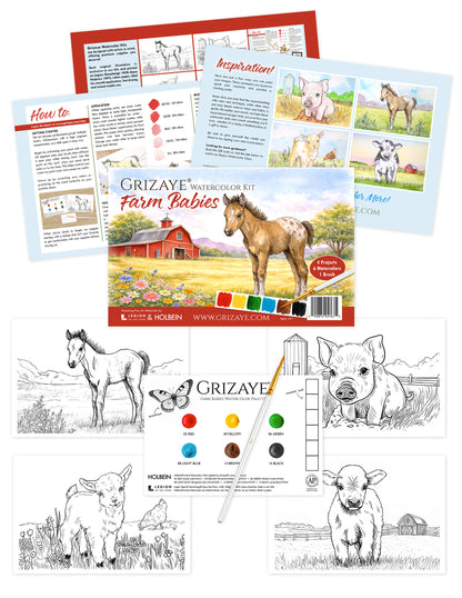 Watercolor Kit: Farm Babies