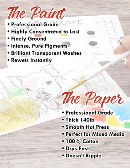 Watercolor Kit: Farm Babies