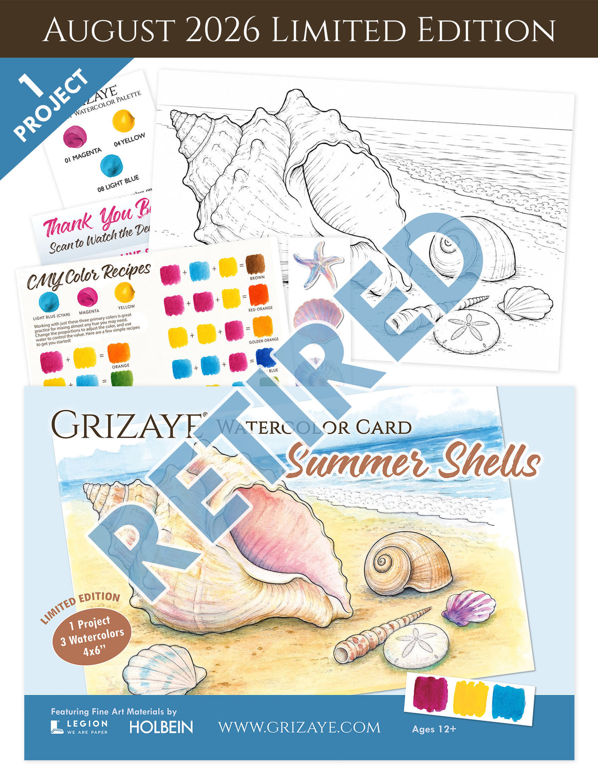 LIMITED EDITION Watercolor Card: Summer Shells