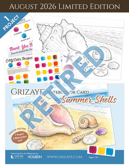 LIMITED EDITION Watercolor Card: Summer Shells
