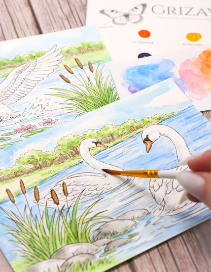 Watercolor Kit: Swan Pond
