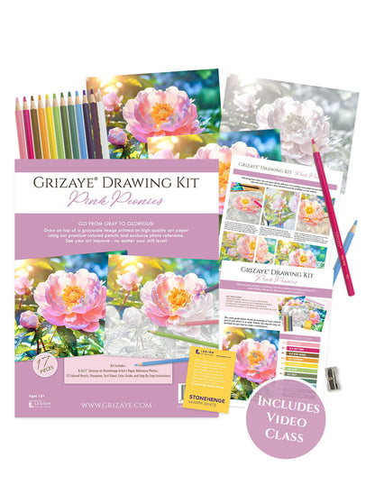 Drawing Kit: Pink Peonies