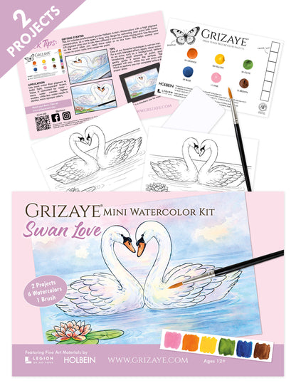 Mini Watercolor Kit: Swan Love