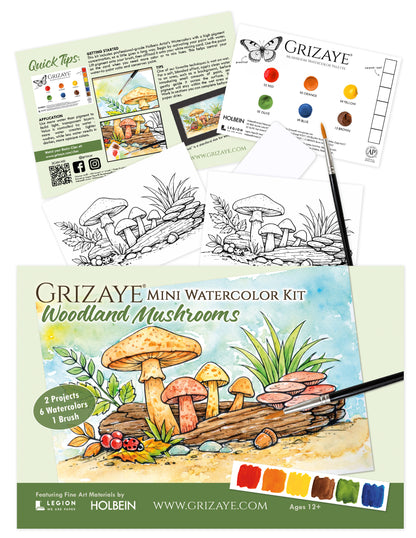 Mini Watercolor Kit: Woodland Mushrooms