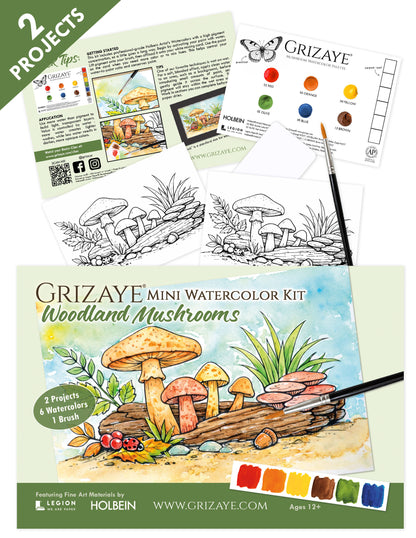 Mini Watercolor Kit: Woodland Mushrooms