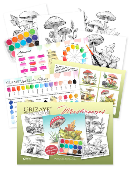 Watercolor Kit: Mushrooms