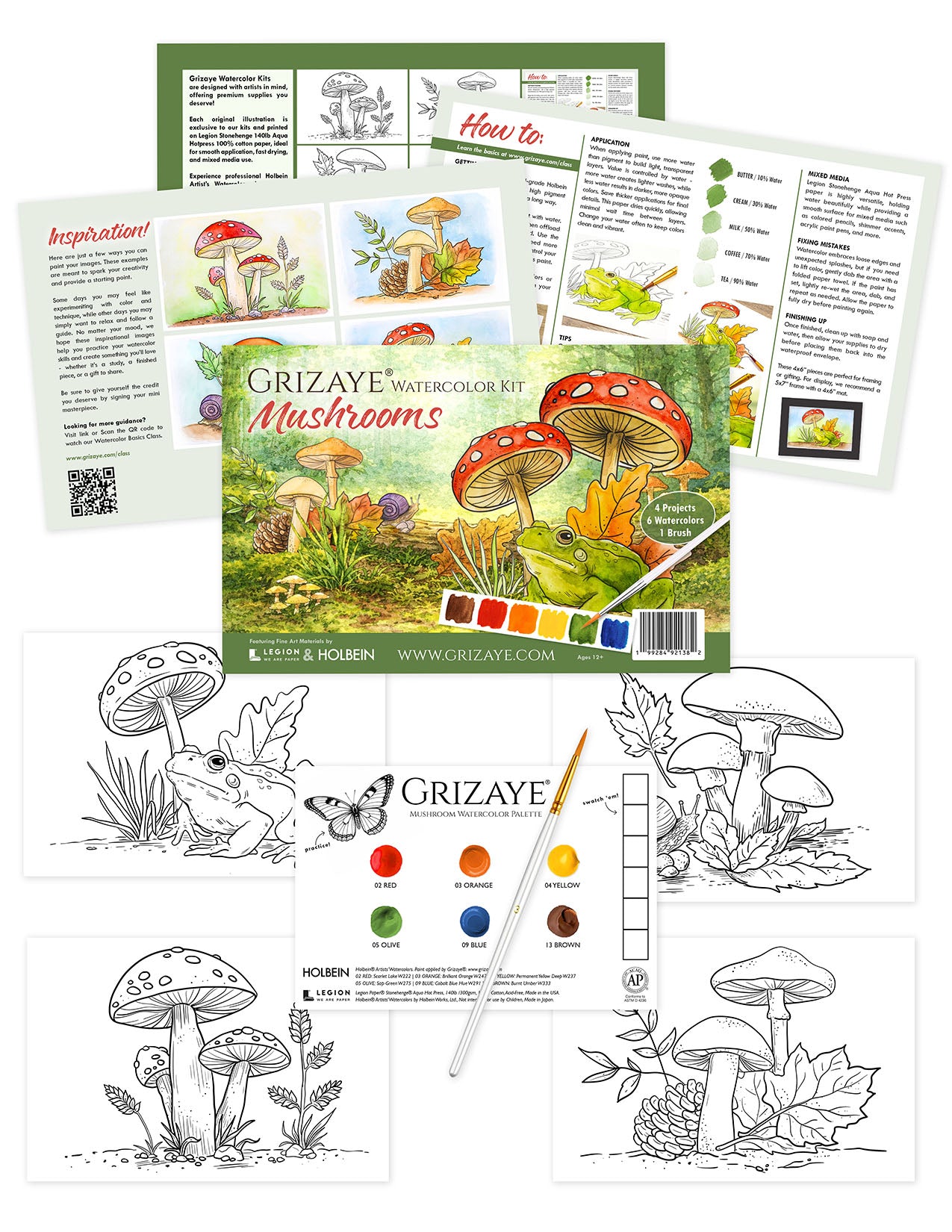 Watercolor Kit: Mushrooms