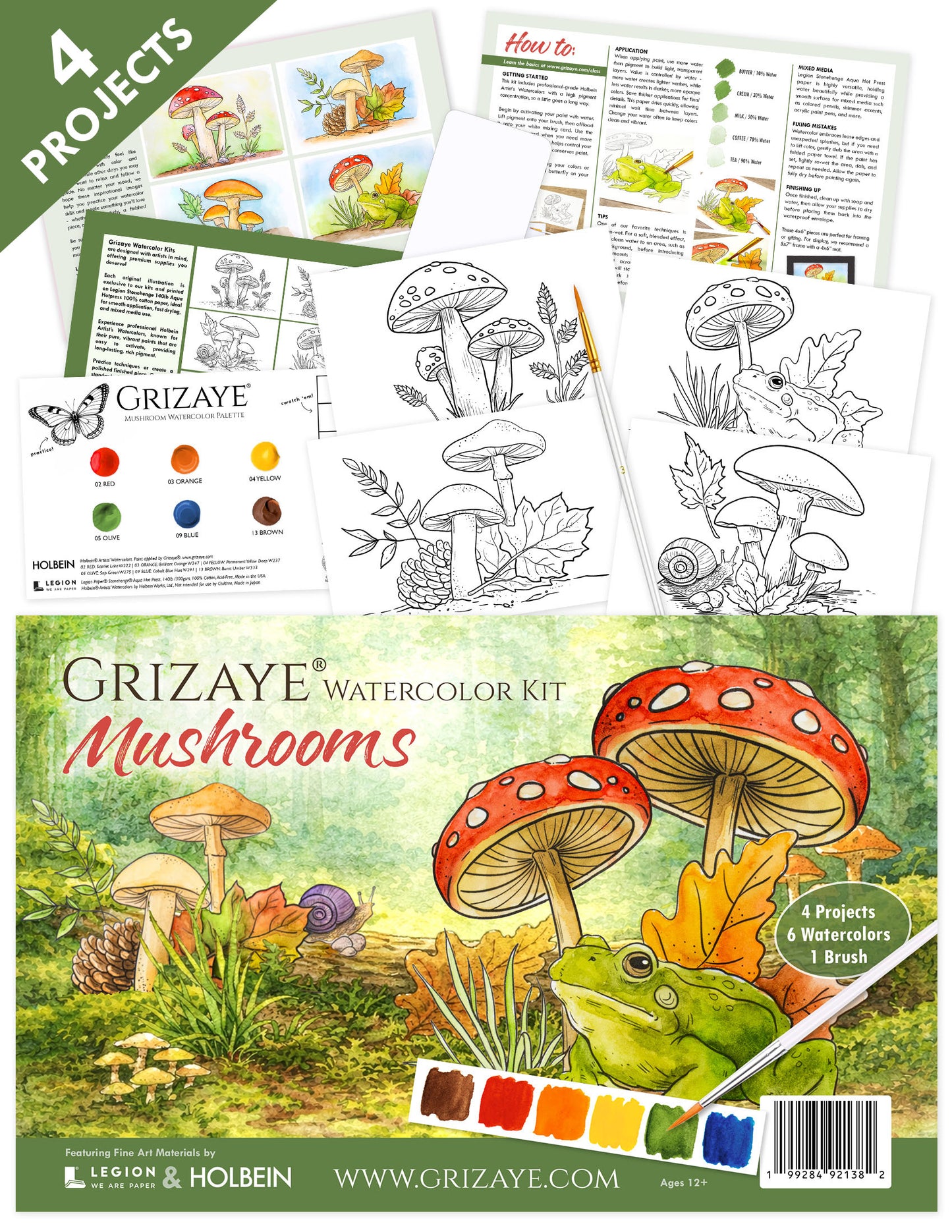 Watercolor Kit: Mushrooms