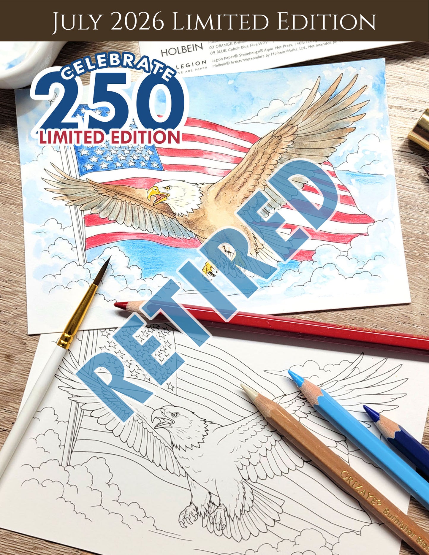 LIMITED EDITION Watercolor Cards: 250 Eagle