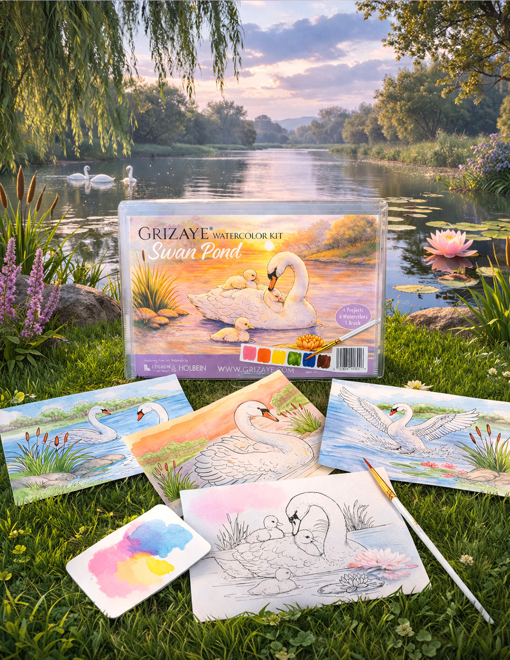 Watercolor Kit: Swan Pond