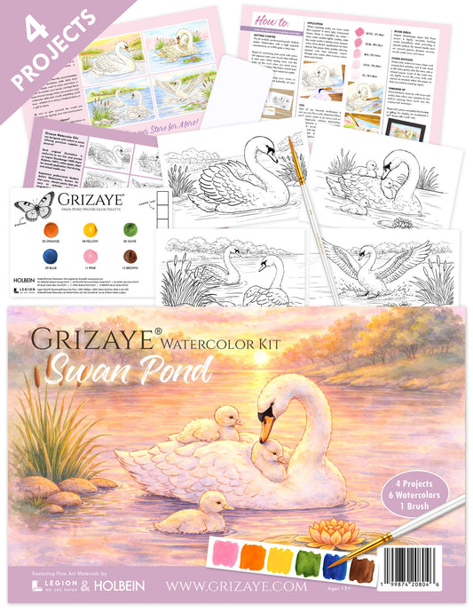 Watercolor Kit: Swan Pond