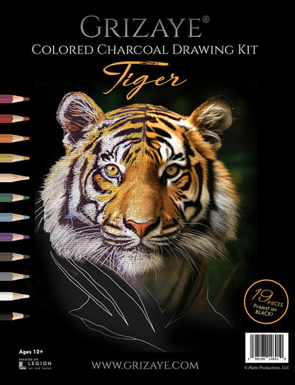 Colored Charcoal Drawing Kit: Tiger