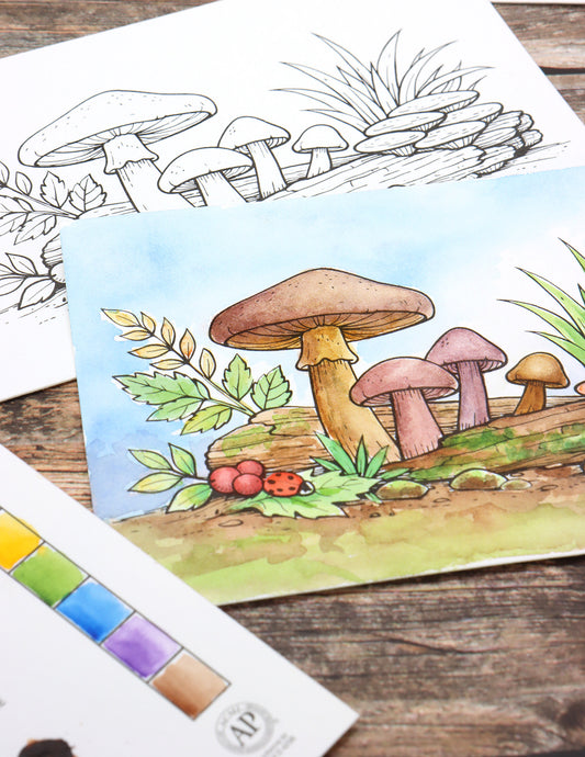 Mini Watercolor Kit: Woodland Mushrooms