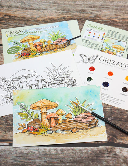 Mini Watercolor Kit: Woodland Mushrooms