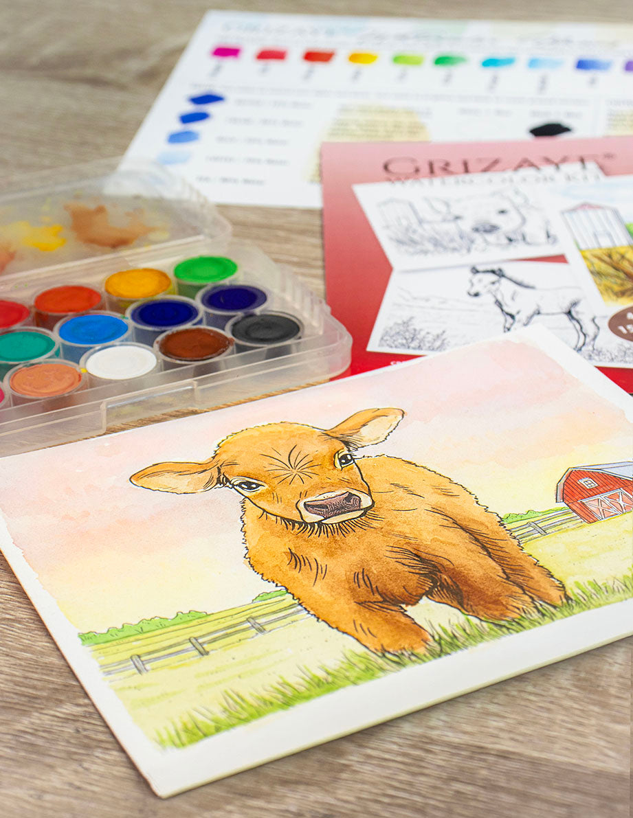 Watercolor Kit: Farm Babies