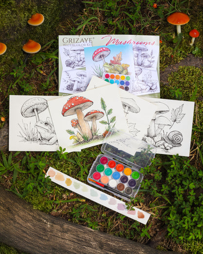 Watercolor Kit: Mushrooms