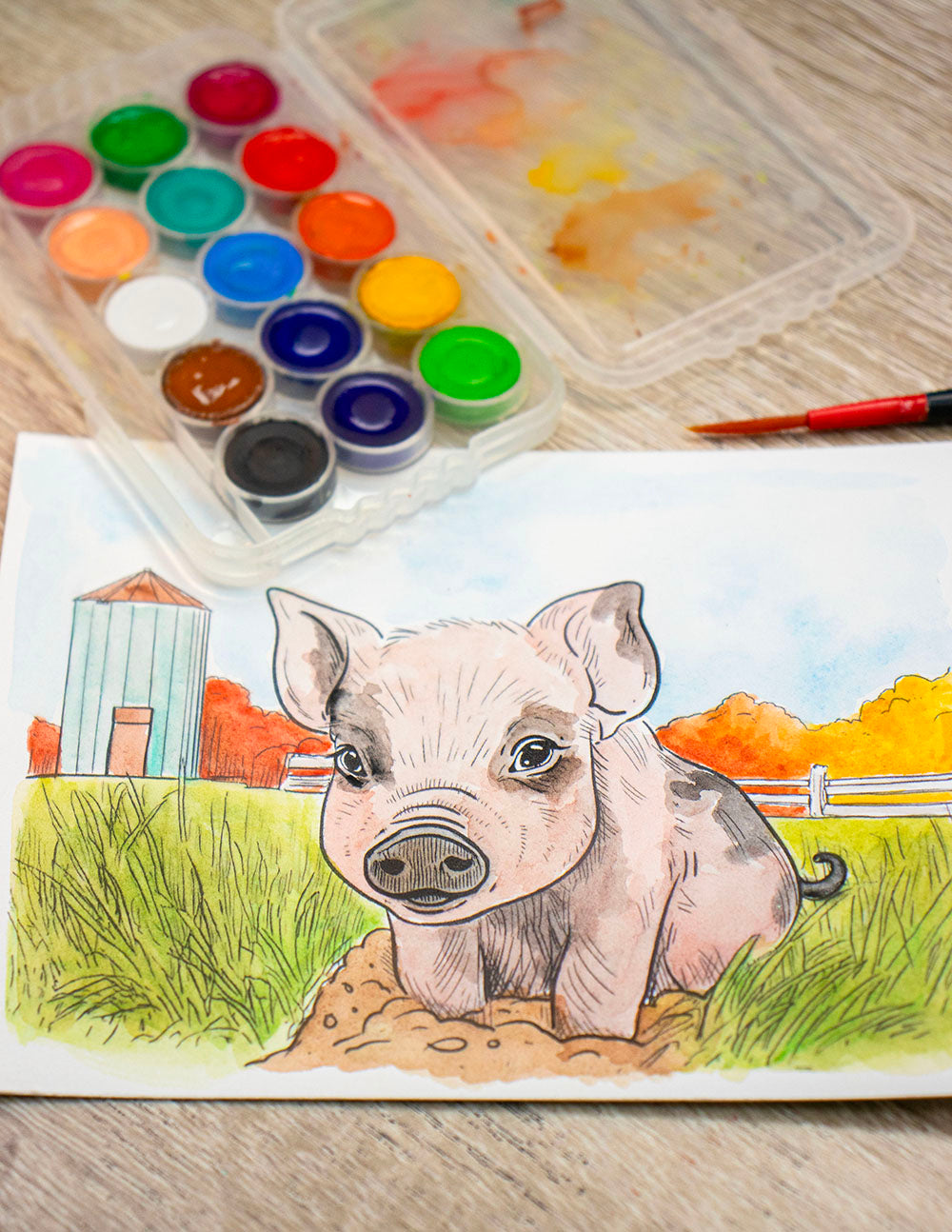 Watercolor Kit: Farm Babies