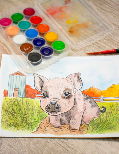 Watercolor Kit: Farm Babies