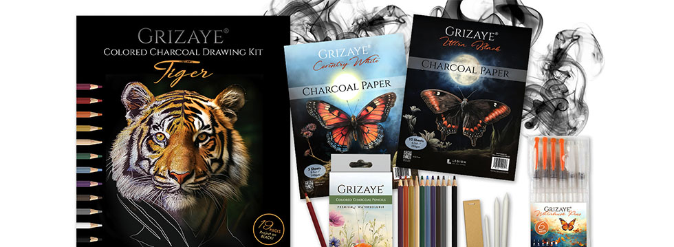 Colored Charcoal Pencils, Kit, and Accessories